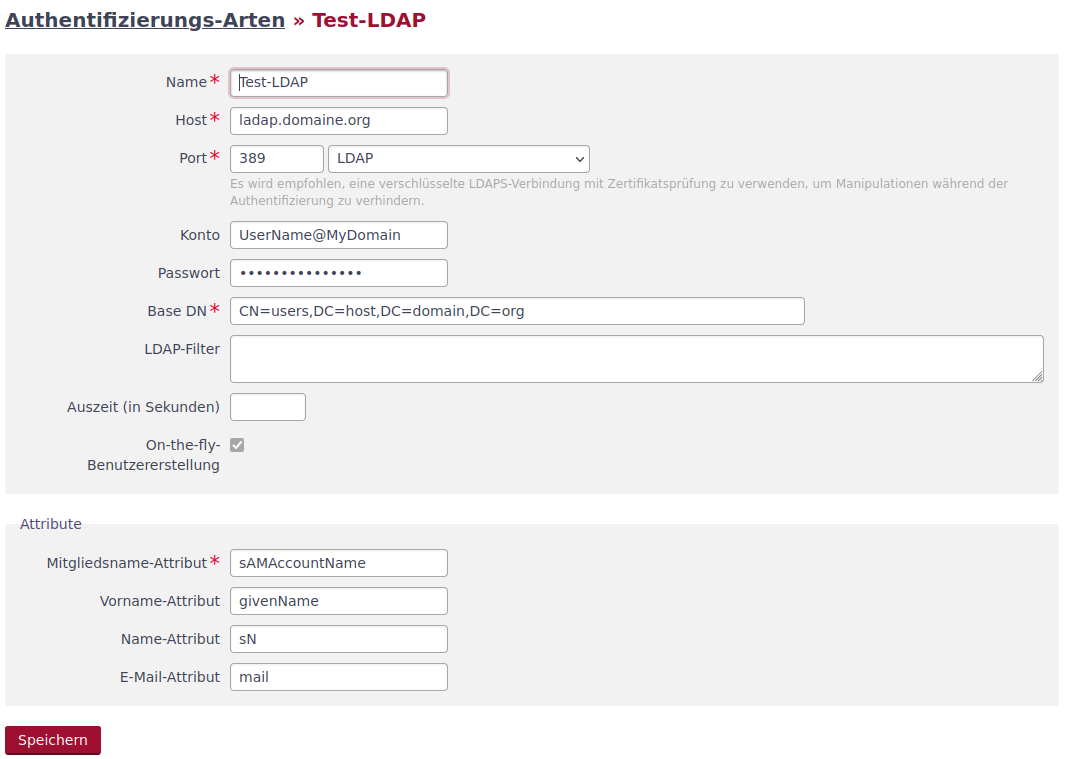 LDAP-Verzeichnisdienste bearbeiten / erstellen
