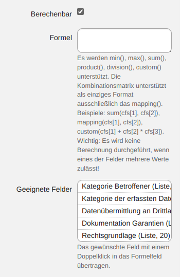 Mit eigenen Feldern rechnen