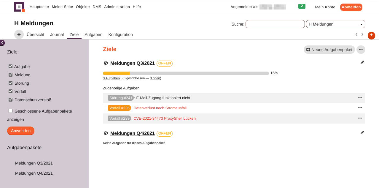 modul aufgaben stapel uebersicht