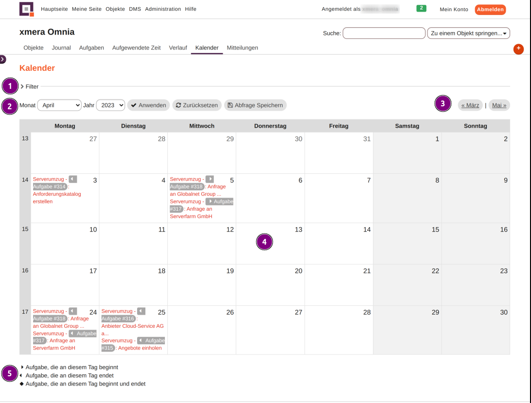 modul kalender seite