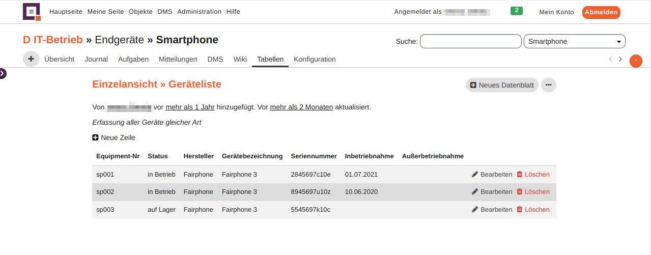 modul tabellen datenblatt