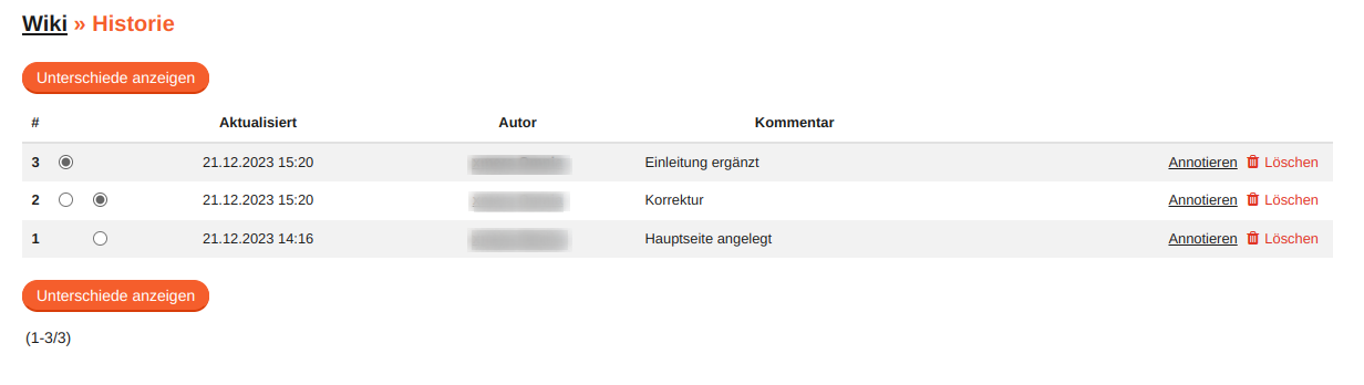 modul wiki historie liste