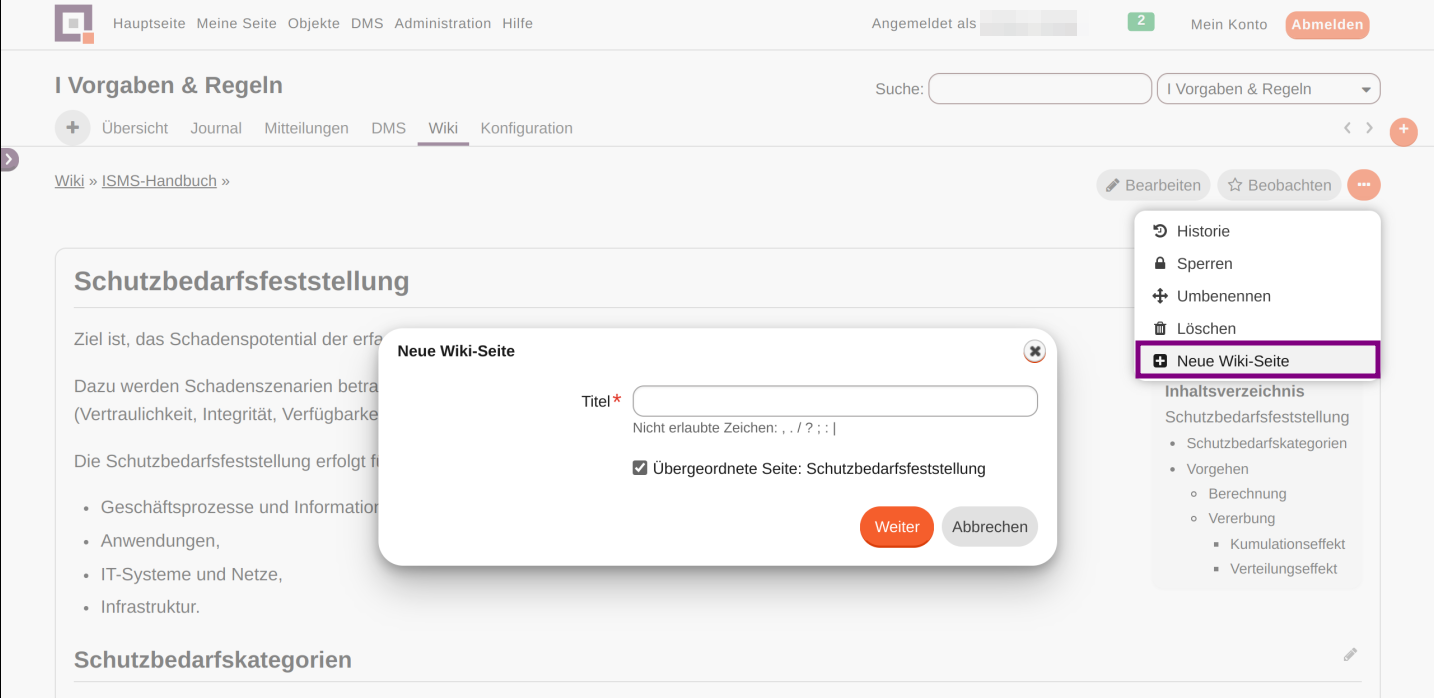 modul wiki neue seite