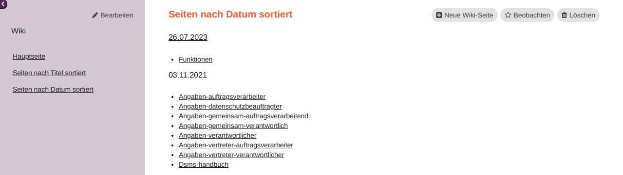 modul wiki sidebar nach datum