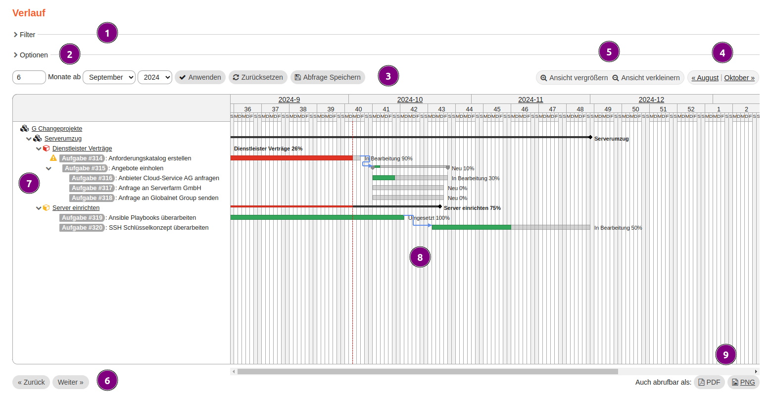 modul verlauf gantt