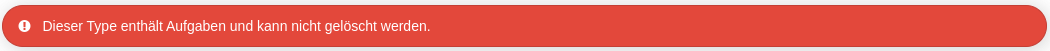 Fehlermeldung Löschen Aufgabentyp