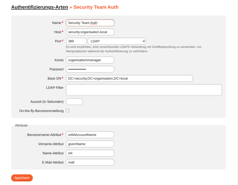 LDAP-Verzeichnisdienste bearbeiten / erstellen