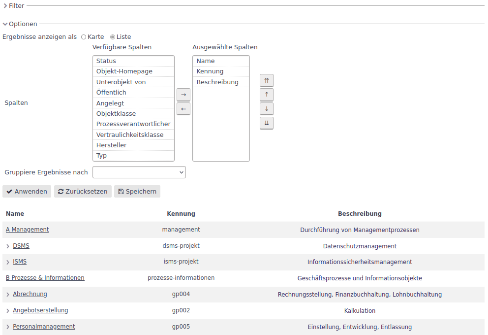 einfuehrung option liste