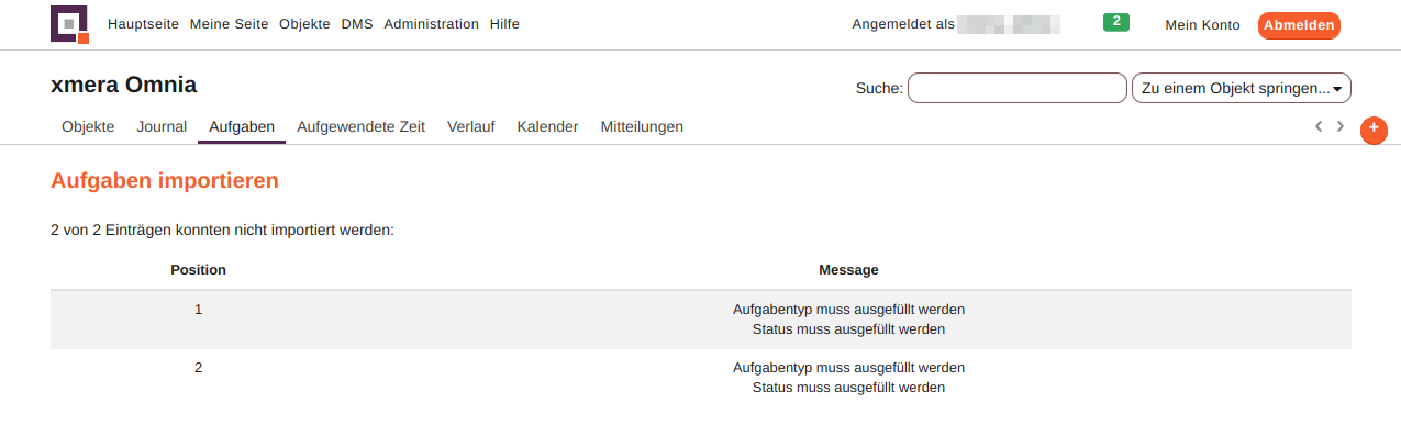 modul aufgaben import bericht