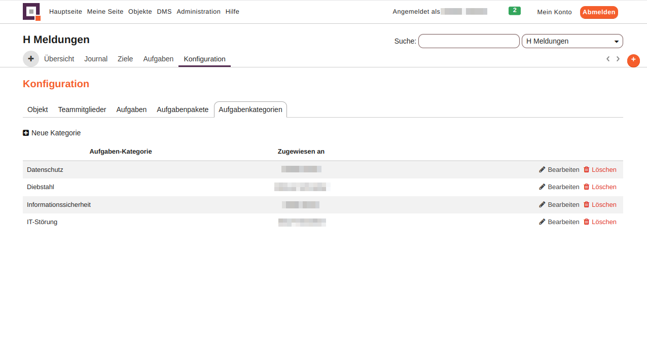 modul aufgaben kategorien uebersicht