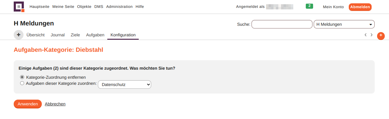 modul aufgaben kategorien verwendet