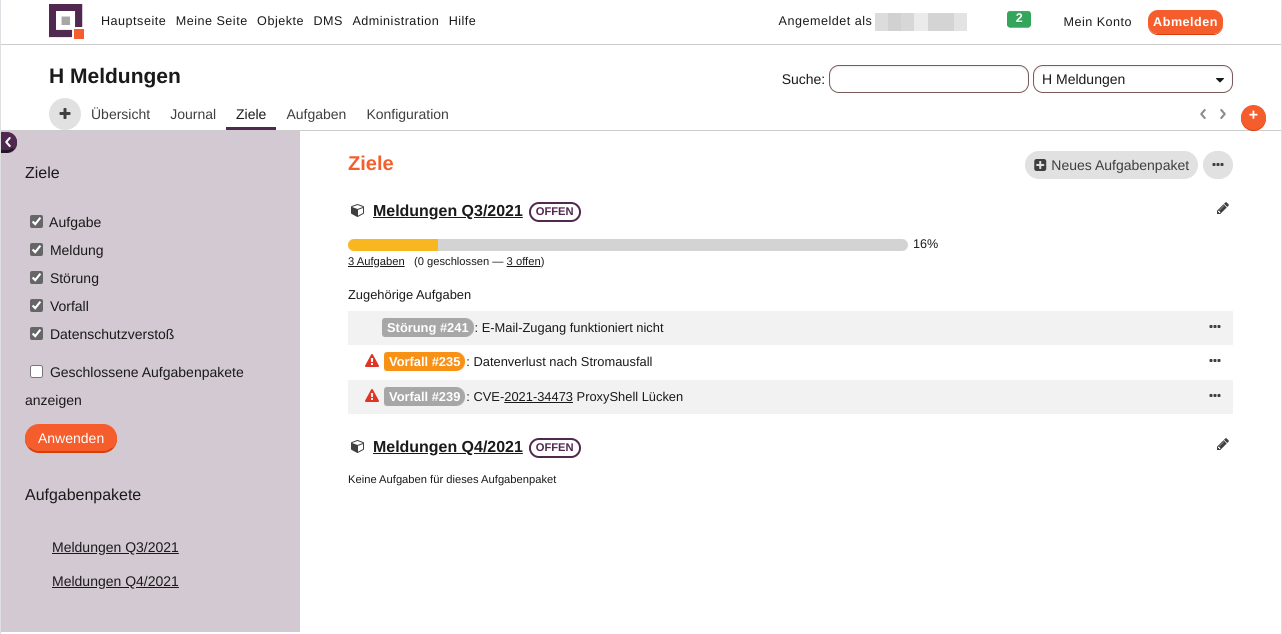 modul aufgaben stapel uebersicht