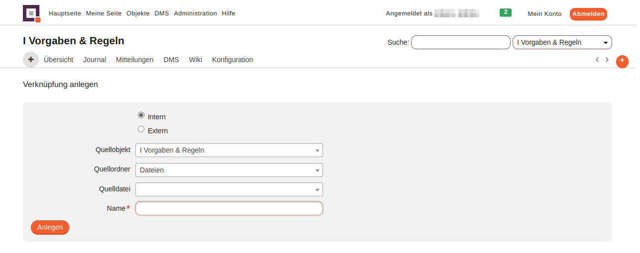 modul dms verknuepfung intern