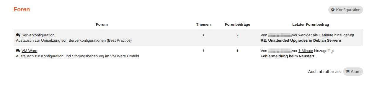 modul forum uebersicht