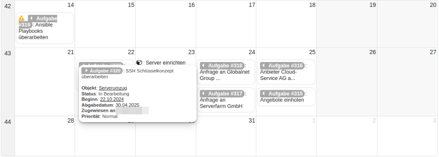 modul kalender mouse over
