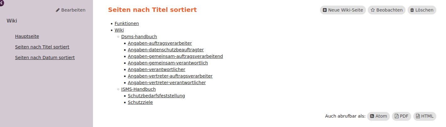 Wiki nach Titel sortiert