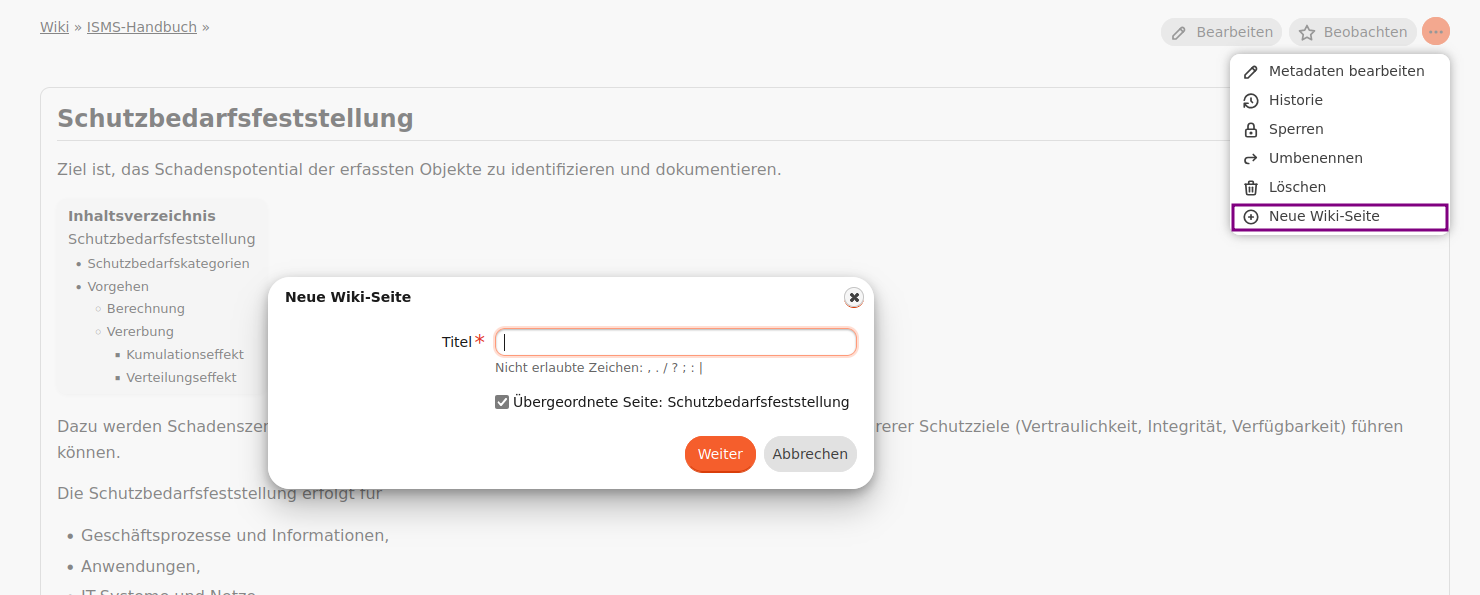 modul wiki neue seite