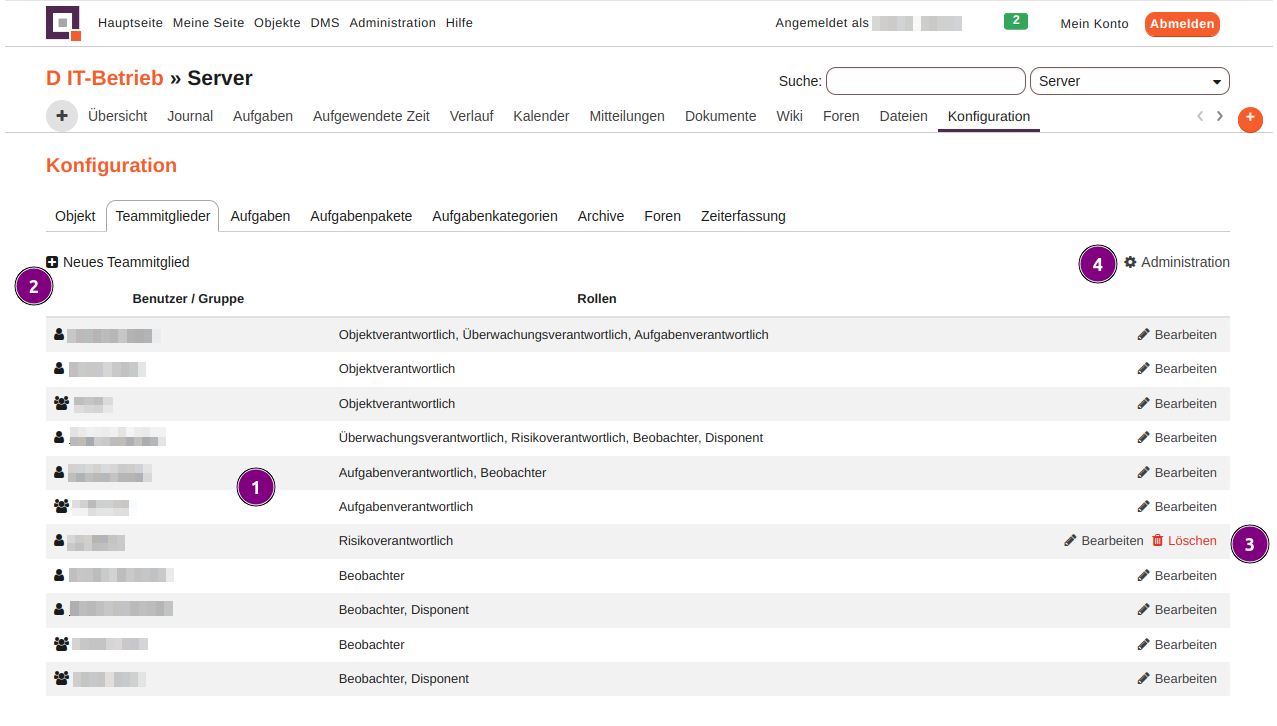 Konfiguration Mitglieder