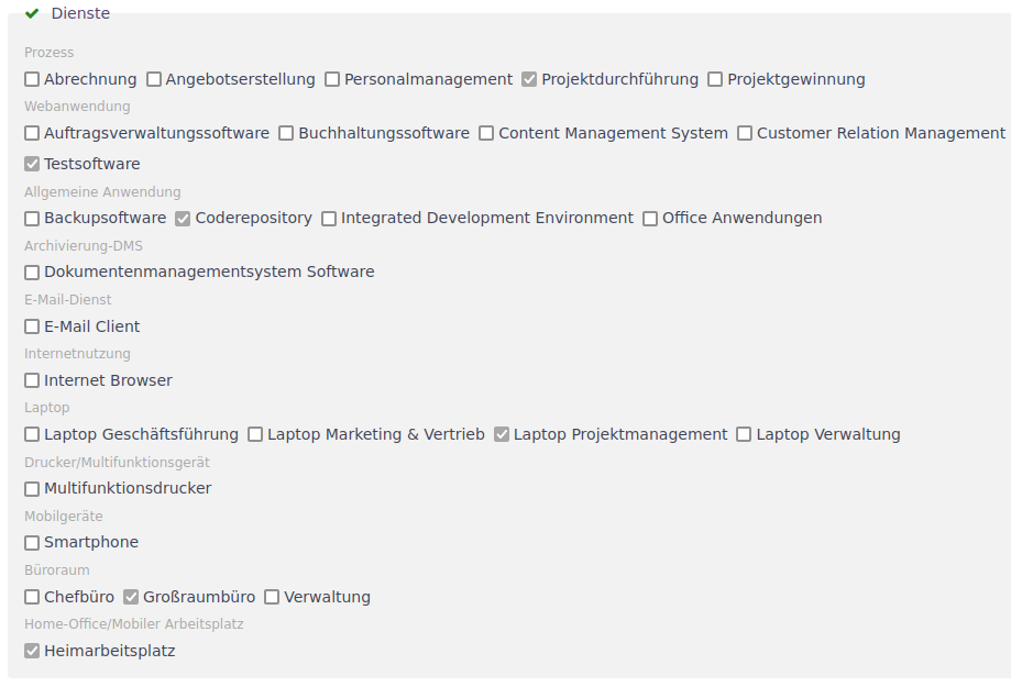 Verknüpfung mit Diensten (Objekte)