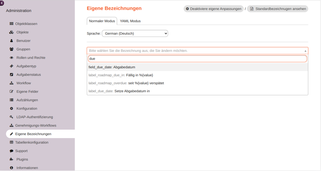 Suchfunktion im Normalmodus