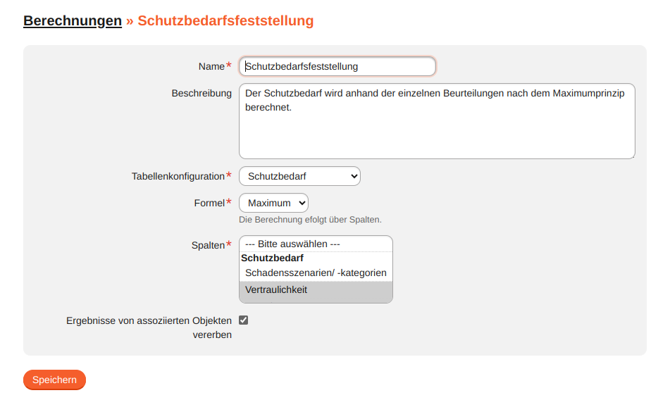 Tabellenkonfiguration bearbeiten