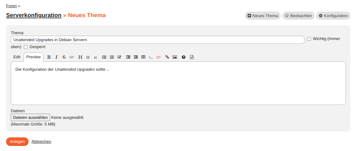 modul foren neues thema