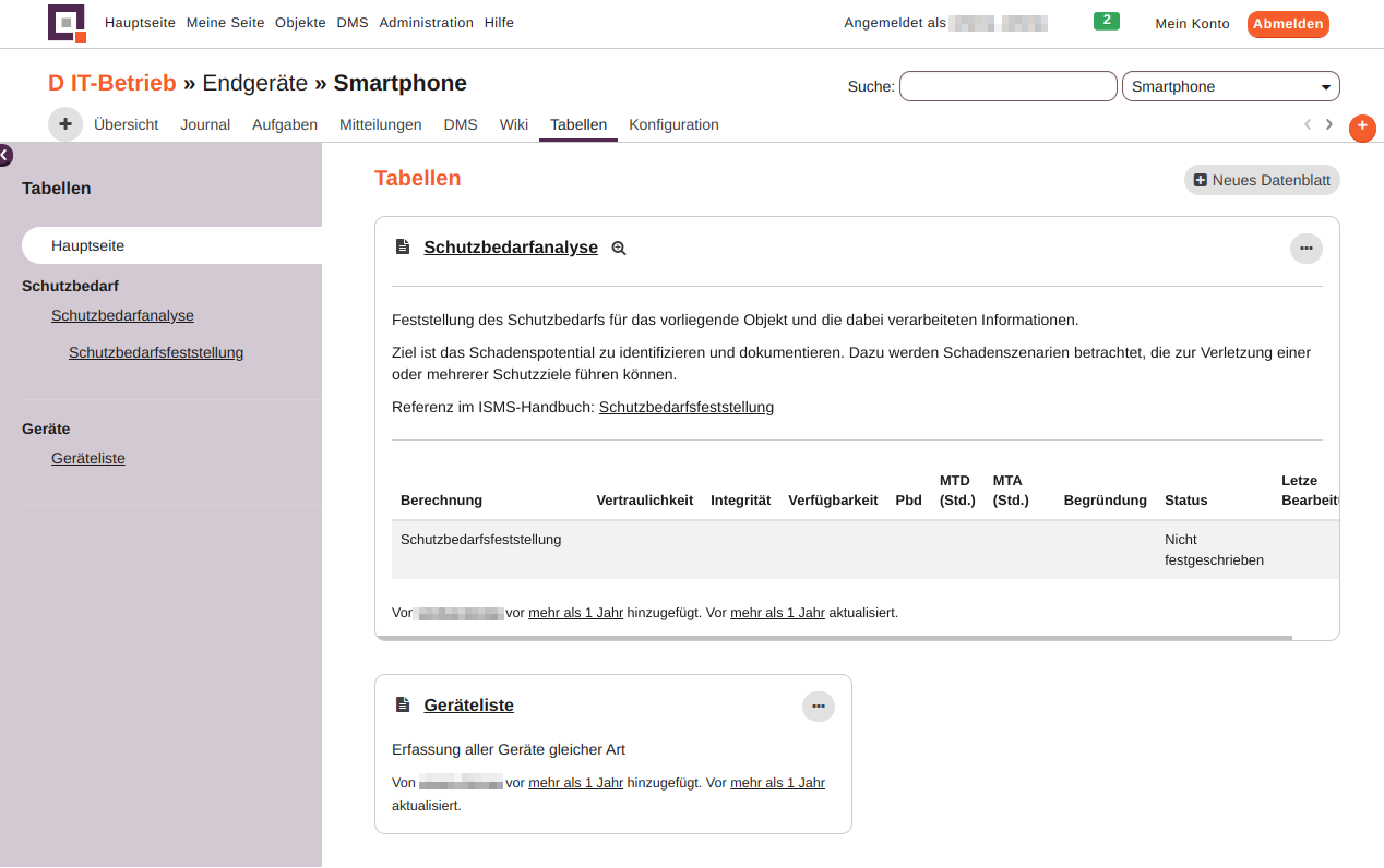 modul tabellen uebersicht