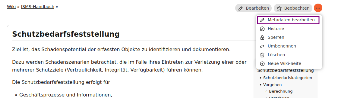 modul wiki metadaten bearbeiten menu