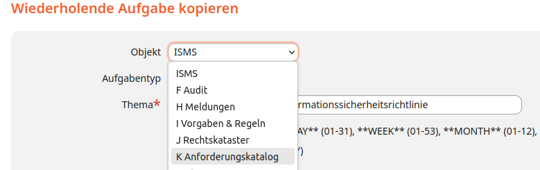 Wiederholende Aufgabe kopieren